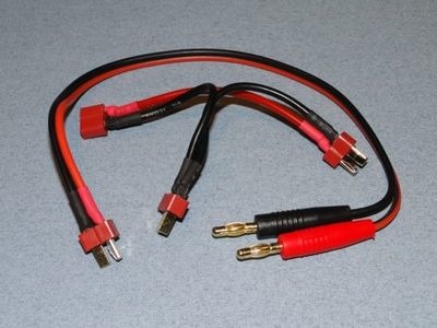 LOGIC RC Charge Lead 4mm Bullet 2 Deans Male 1 Female