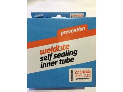 WELDTITE Dr Sludge Self Sealing Inner Tube 27.5 x 2.0/2.5 27.5/650 x 2.0/2.5 Self Seal Presta Valve black  click to zoom image