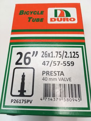 DURO 26x1.75/1.90/2.125 presta inner tube