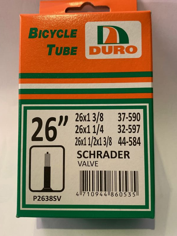 DURO 26 x 1 3/8 + 26 x 1 1/4 Inner Tube Schrader Valve click to zoom image