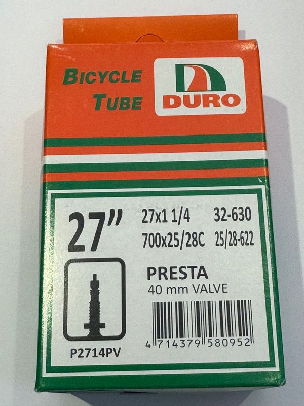 DURO 27 x 1 1/4 Inner Tube Presta Valve (32-630) click to zoom image