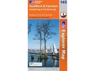 ORDINANCE SURVEY Explorer Map 145 Guildford and Farnham click to zoom image