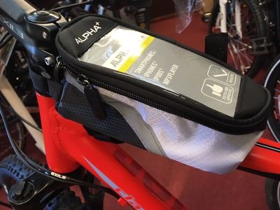 ALPHA PLUS Top Tube Bag with Smart Phone Pocket 180mm x 70mm x 60mm approx Black/White click to zoom image