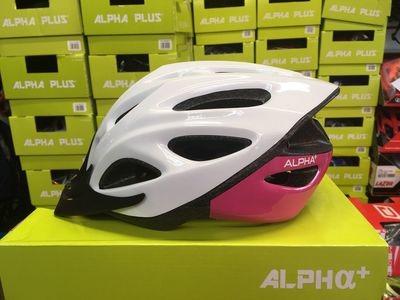 ALPHA PLUS Shadow Cycle Helmet (Size & Colour Options). 54-61cm White/Pink click to zoom image