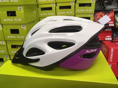 ALPHA PLUS Shadow Cycle Helmet (Size & Colour Options). 54-61cm White/Purple click to zoom image