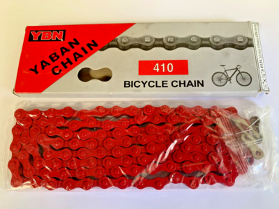 YBN S410H Old School BMX Chain 1/2" x 1/8" x 112 links Single Speed 1/2" x 1/8" x 112 links Red  click to zoom image